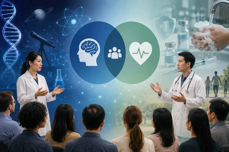 Sơ đồ so sánh mô hình truyền thông khoa học và truyền thông y tế