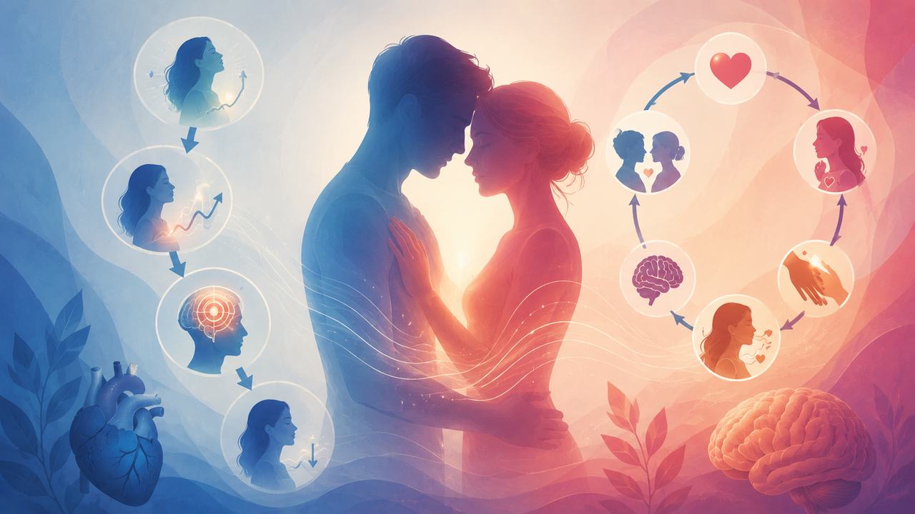 Minh họa các giai đoạn của chu kỳ đáp ứng tình dục
