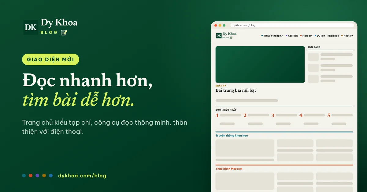 Dy Khoa Blog giao diện mới kiểu tạp chí: đọc nhanh hơn, tìm bài dễ hơn