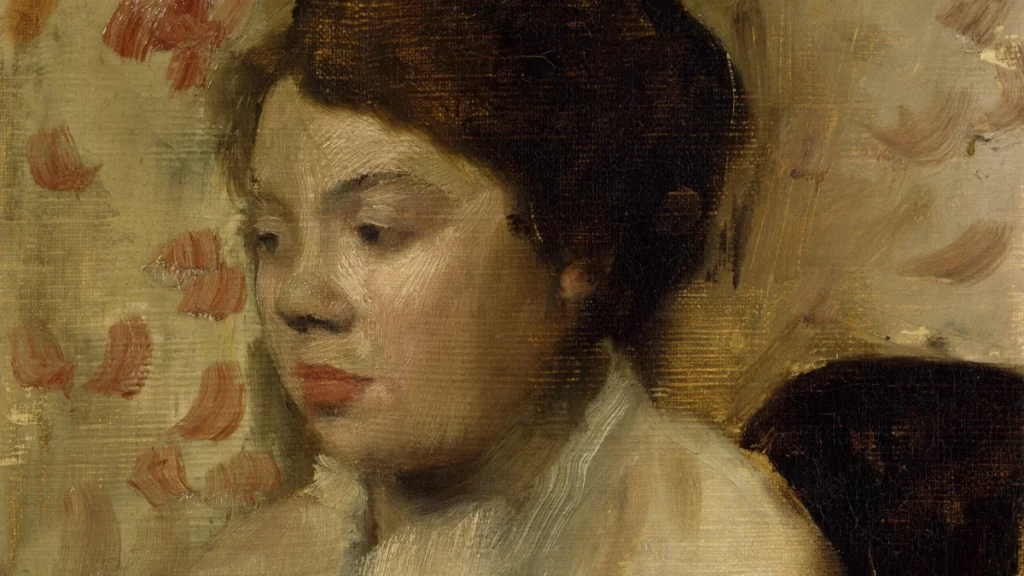 Tranh “Chân dung thiếu nữ” (Edgar Degas, khoảng 1885), người phụ nữ trẻ cúi mặt trầm tư, minh họa bài về hội chứng kẻ mạo danh